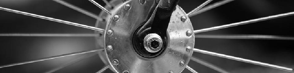 Close-up of a bicycle wheel hub and spokes
